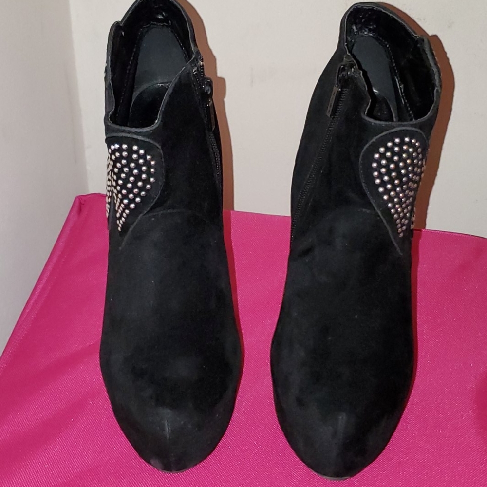 Embellushed Black Platform Booties